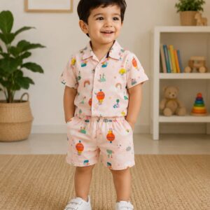 MUSLIN COLLAR SHORTS SET